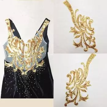 Серебряная кружевная ткань, вышитое платье, аппликации, цветочный воротник, сетчатый воротник в стиле барокко, винтажные пришивные нашивки для свадебного украшения платья, сделай сам золотой