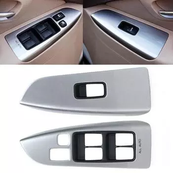 Серебряная крышка панели переключателя стеклоподъемника переднего окна с защелкой 74232-60440 для Toyota Land Cruiser Prado 120 LC120 2003-2009 только для автомобилей с левым рулем Left Drive Side