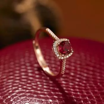 Серебряная квадратная сумка S925 с инкрустацией гранатом, классическое кольцо для женщин в стиле ретро, милое универсальное ювелирное изделие из розового золота, мода opening adjustable белого золота