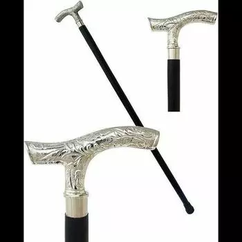Серебряная латунная трость дебри, латунь, тройная деревянная трость в викторианском стиле, античный стиль 36 Inch чёрный
