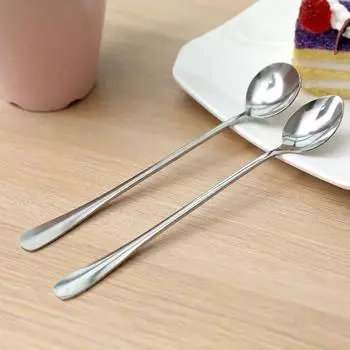 Серебряная ложка для кофе, супа, еды, смешивания, помешивания, чайная ложка с длинной ручкой, ложка для мороженого, меда, коктейльные ложки, кухонные столовые приборы