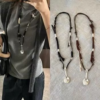 Серебряная ложка плетеная веревка ожерелье женская нишевая дизайнерская Sense мода универсальная шейная цепочка свитер цепочка