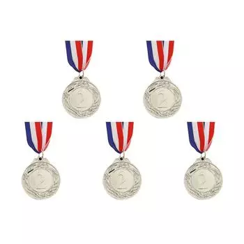 Серебряная медаль 5 см с шейной лентой для победителей марафонских игр с мячом