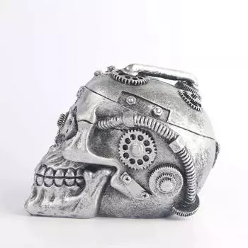 Серебряная механическая шестерня череп статуя смоляное ремесло панк-стиль украшение дома скульптура Хэллоуин вечеринка декор украшения подарки