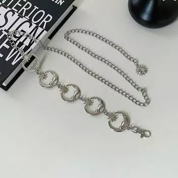 Серебряная Металлическая Цепочка на Талию с Бабочками Женская Нишевая Премиальная Ретро Пояс Богемное Украшение с Юбкой