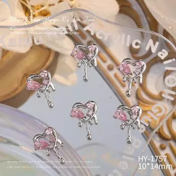 Серебряная металлическая цепочка с розовым нейл-артом, плоское дно, циркониевые бриллиантовые украшения, подвеска в виде металлической цепочки с бантом Love Bow