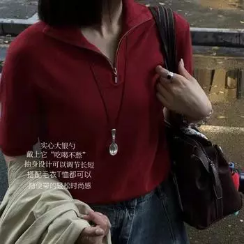 Серебряная металлическая ложка подвеска свитер цепь женская ниша темперамент стиль чувство индивидуальности длинные аксессуары ожерелье осень новинка