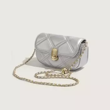 Серебряная мини-сумка женская модная сумка через плечо с бриллиантовой цепочкой летняя легкая роскошная высококачественная маленькая квадратная сумка