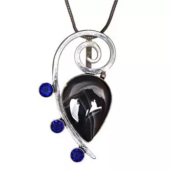 Серебряная подвеска ко Дню матери из серого ботсванского агата и танцита 2,25 дюйма