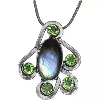 Серебряная подвеска ко Дню матери с ископаемым кораллом и цитрином, 2 дюйма