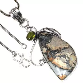 Серебряная подвеска Malinga Jasper Peridot Gemstone ко Дню святого Валентина 2.25