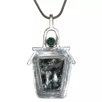 Серебряная подвеска на День матери с изумрудом и серафинитом 2,5 дюйма