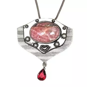 Серебряная подвеска на День матери с родохрозитовым гранатом, 2 дюйма