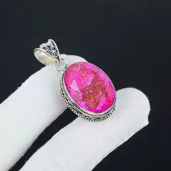 Серебряная подвеска с бриллиантами Pink Shine Triplet Opal Gemstone из стерлингового серебра 925 пробы — овальный дизайн ручной работы, повседневные украшения, подарки на День отца 1.77 розовый