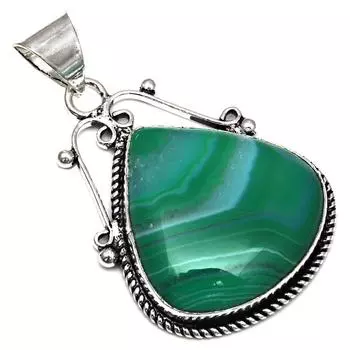 Серебряная подвеска с драгоценным камнем Ботсванский агат ко Дню матери 1,75 дюйма