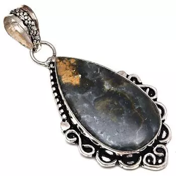 Серебряная подвеска с драгоценным камнем «День матери» в виде яшмы «Шмель» 2,25 дюйма