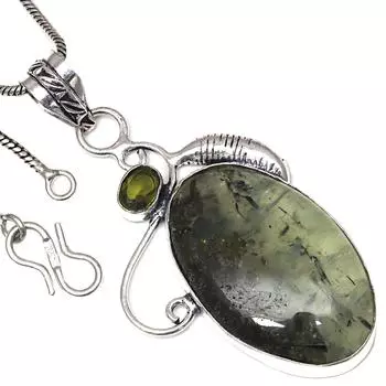 Серебряная подвеска с драгоценным камнем пренит марлен перидот ко Дню матери 2,5 дюйма