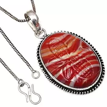 Серебряная подвеска с красным карвидом и ботсванским агатом ко Дню святого Валентина 2,25 дюйма
