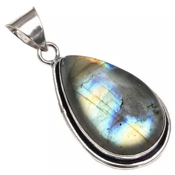 Серебряная подвеска с лабрадоритом синего огненного цвета, украшение ко Дню матери, 1,75 дюйма