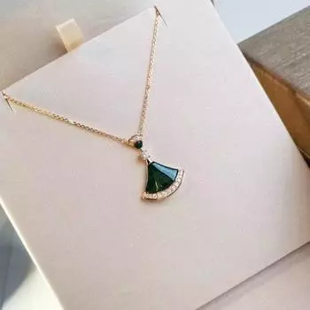 Серебряная подвеска с перламутром 925 пробы, женская мода, веерообразная подвеска в виде юбки, персонализированные ювелирные изделия люксового бренда 45cm