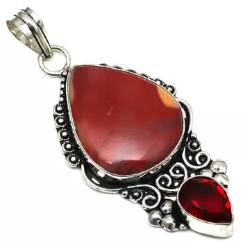 Серебряная подвеска с яшмой дикой лошади, гранатом, 2,75 дюйма