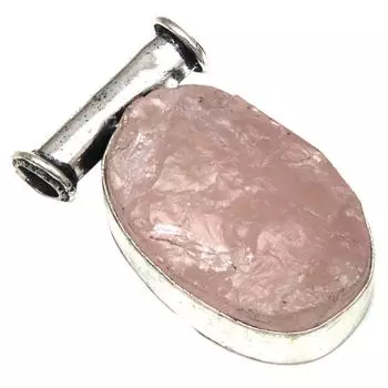 Серебряная подвеска с розовым кварцем и друзовым драгоценным камнем ко Дню матери 1,25 дюйма