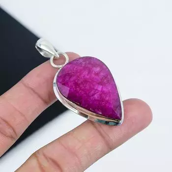 Серебряная подвеска с рубиновым камнем из серебра 925 пробы - грушевидный дизайн ручной работы, повседневная бижутерия, подарок на День матери 2.16 красный