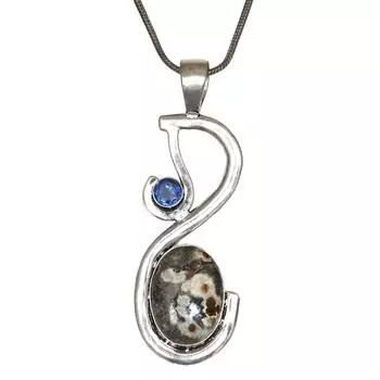 Серебряная подвеска-украшение на День матери с драгоценным камнем Ocean Jasper Tanzite 2,75 дюйма