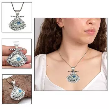 Серебряная подвеска-унисекс для женщин с драгоценным камнем K2 Jasper Peridot 1,75 дюйма