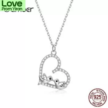 Серебряная подвеска в виде птицы из стерлингового серебра 925 пробы, серебряное ожерелье с цепочкой для женщин, ювелирные украшения, подарок на День святого Валентина
