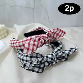 Серебряная повязка на голову с цветком в клетку, ободок для волос