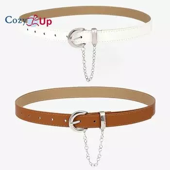 Серебряная пряжка панк-цепочка декоративная пряжка ремень PU Wild цельный юбка джинсы тонкий ремень для женщин 105x2.4cm чёрный