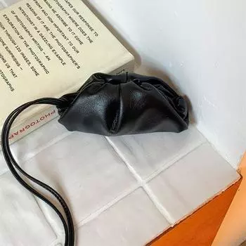 Серебряная ПУ Мини Сумка Облако Мини Сумка Для Наушников Модный Шнур Кошелек Шопинг чёрный