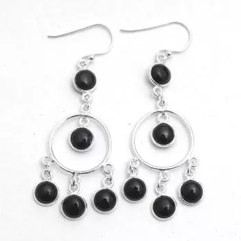 Серебряная серьга, Ювелирные изделия с драгоценными камнями, Ювелирные изделия ручной работы, Серьги с подвесками, Подарок для мамы чёрный