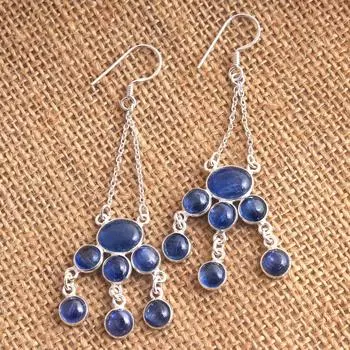 Серебряная серьга с подвеской, модные украшения, серебряная серьга 925 пробы, ювелирные изделия ручной работы, подарки для нее синий