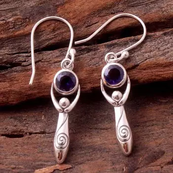 Серебряная серьга Серебряные украшения Серьги из иолита Подарок маме Ювелирные изделия из стерлингового серебра 925 пробы