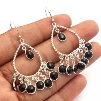 Серебряная серьга, ювелирные изделия с драгоценными камнями, серебряная серьга 925 пробы, подарок для мамы, женские украшения чёрный