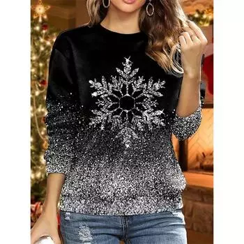 Серебряная снежинка Толстовка Мягкая и удобная с длинным рукавом и круглым вырезом для повседневной носки - Идеально подходит для женщин и девочек Wom S