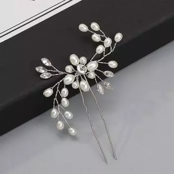 Серебряная свадьба кристалл искусственный жемчуг ювелирные изделия женщины шпилька для волос вилка аксессуары для волос головной убор серебряный