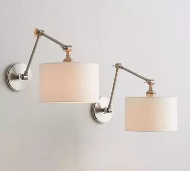 Серебряная ткань складная настенная регулируемая лампа на длинной ножке настенная лампа для чтения ночник для чтения скандинавский современный 20CM