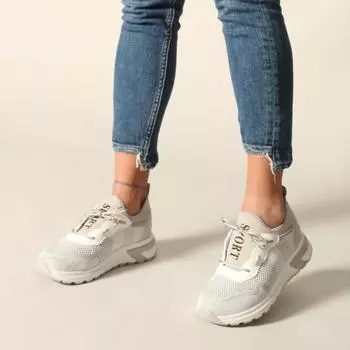 Серебряная трикотажная женская спортивная обувь