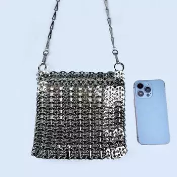 Серебряная вечерняя сумка ручной работы большого размера с цепочкой на плечо и через плечо для женщин