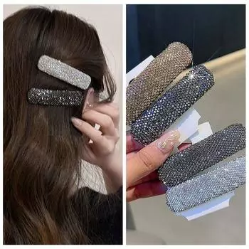 Серебряная заколка для волос для девочек, блестящая боковая заколка, креативная заколка для волос со стразами, уличная одежда