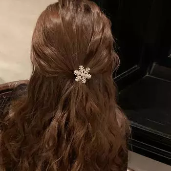 Серебряная заколка для волос со снежинками и стразами, бриллиантовая рождественская заколка для волос, милые женские аксессуары для волос 3cm-B