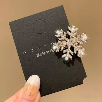 Серебряная заколка для волос в виде снежинки со стразами Рождественская заколка для волос Винтажная Девочка 3cm-B