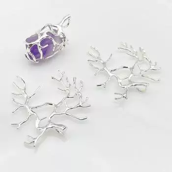 Серебряная заколка для волос в виде ветки дерева, подвеска для самостоятельного изготовления аксессуаров для одежды и сумок - сохраняющая цвет медь, дизайн с гравием в старинном стиле. Approx. 32*36mm