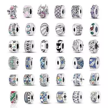 Серебряная застежка S925, серебряная круглая клипса, подвески, серебряная застежка в виде ромашки, бусины, защитная цепочка, подходит для оригинальных браслетов, ювелирных изделий