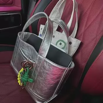 Серебряная женская сумка - летняя сумка-тоут из Южной Кореи, в стиле блогера серебряный