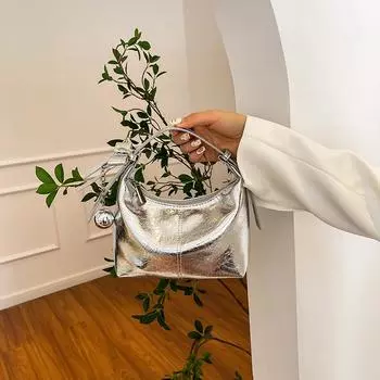 Серебряная женская сумка, новая модная универсальная сумка через плечо с передовыми функциями, сумка для переноски через плечо для небольшой группы