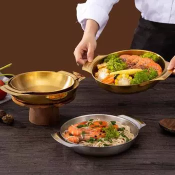 Серебряная/золотая кастрюля из нержавеющей стали, кастрюля, посуда, таз для супа, морепродукты 16cm серебряный